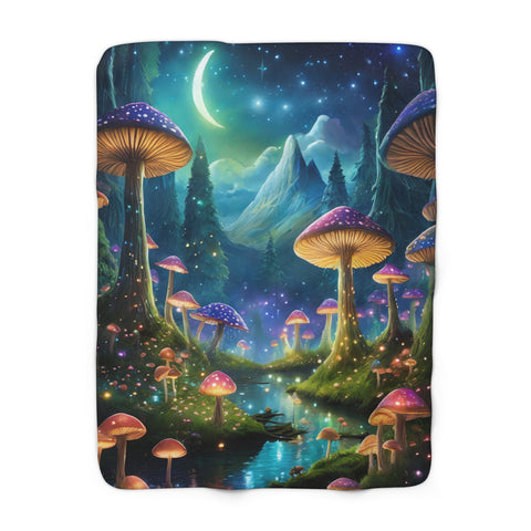 Mushroom Forest Sherpa Fleece Blanket