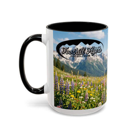 Accent Coffee Mug — Honeycomb Beehive in Alpine Wildflower Meadow (11/15oz)